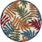 Homeroots 5 ft. Round Multi Color Leaves Indoor & Outdoor Area Rug 384944 - alternate 1